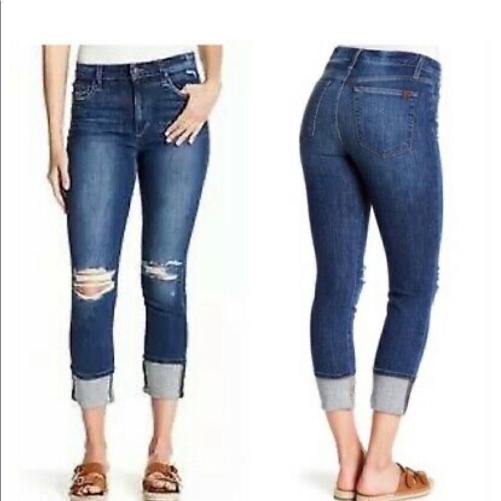 Joe's Jeans | Regina RIN High-Rise Charlie Crop Distressed Cuffed Jeans | 25
